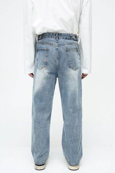 Men's Washed Straight-Leg Jeans - Hovatok