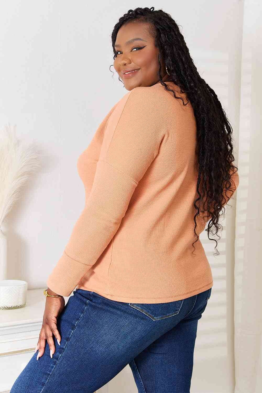 Basic Bae Half Button Long Sleeve Top - Hovatok