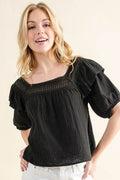 And The Why Square Neck Ruffled Blouse - Hovatok