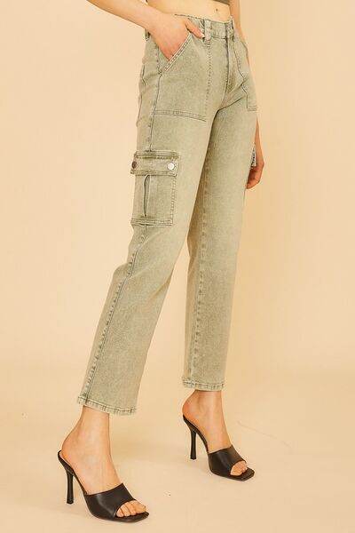 Annie Wear Straight Leg Jeans with Cargo Pockets - Hovatok