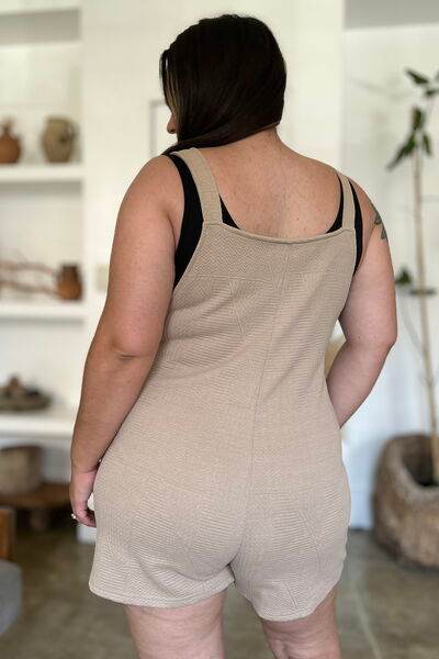 Double Take Full Size Texture Sleeveless Romper - Hovatok