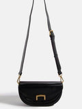 Fame Buckle Closure Crescent Faux Leather Crossbody Bag - Hovatok