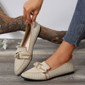 Bow Contrast Trim Point Toe Loafers - Hovatok