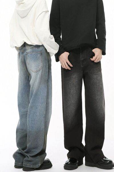 High Waist Baggy Jeans with Pockets - Hovatok