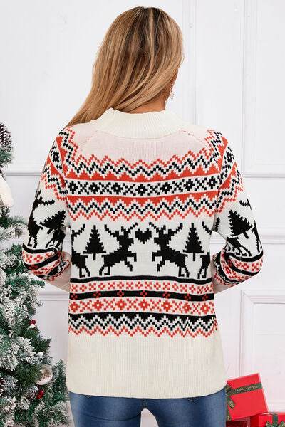 Angel Wings Reindeer Round Neck Long Sleeve Sweater - Hovatok