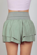 VERY J V-Shaped High Waist Layered Active Shorts - Hovatok