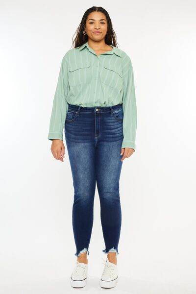 Kancan Full Size High Rise Frayed Ankle Skinny Jeans - Hovatok