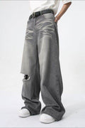 Distressed Wide Leg Jeans with Pockets - Hovatok