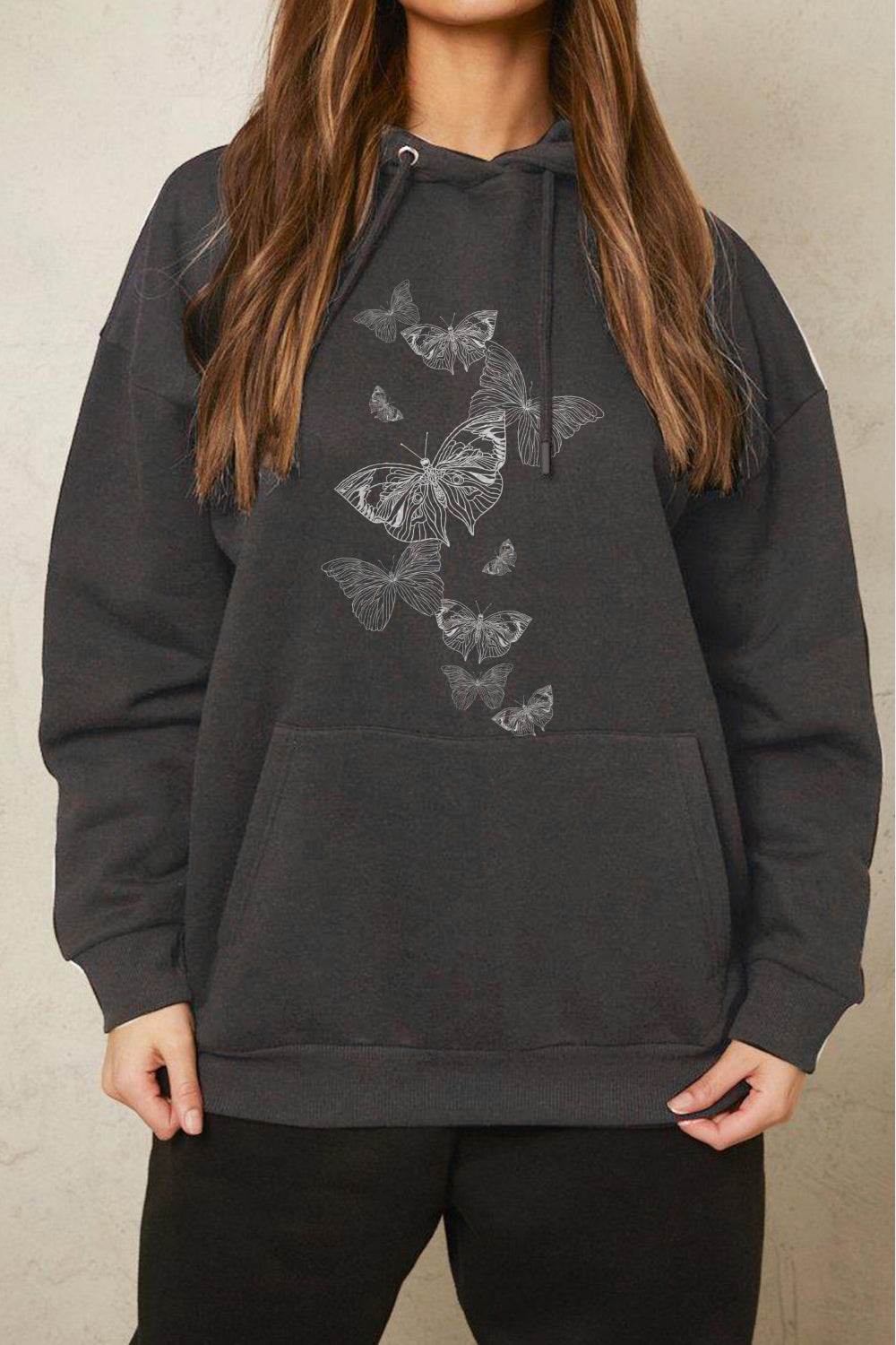 Simply Love Simply Love Full Size Dropped Shoulder Butterfly Graphic Hoodie - Hovatok