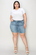 Judy Blue Full Size High Waist Raw Hem Denim Shorts - Hovatok