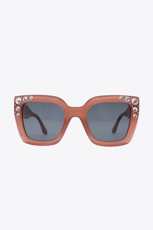Inlaid Rhinestone Polycarbonate Sunglasses - Hovatok
