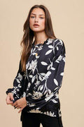 Annie Wear Frill Printed Balloon Sleeve Blouse - Hovatok