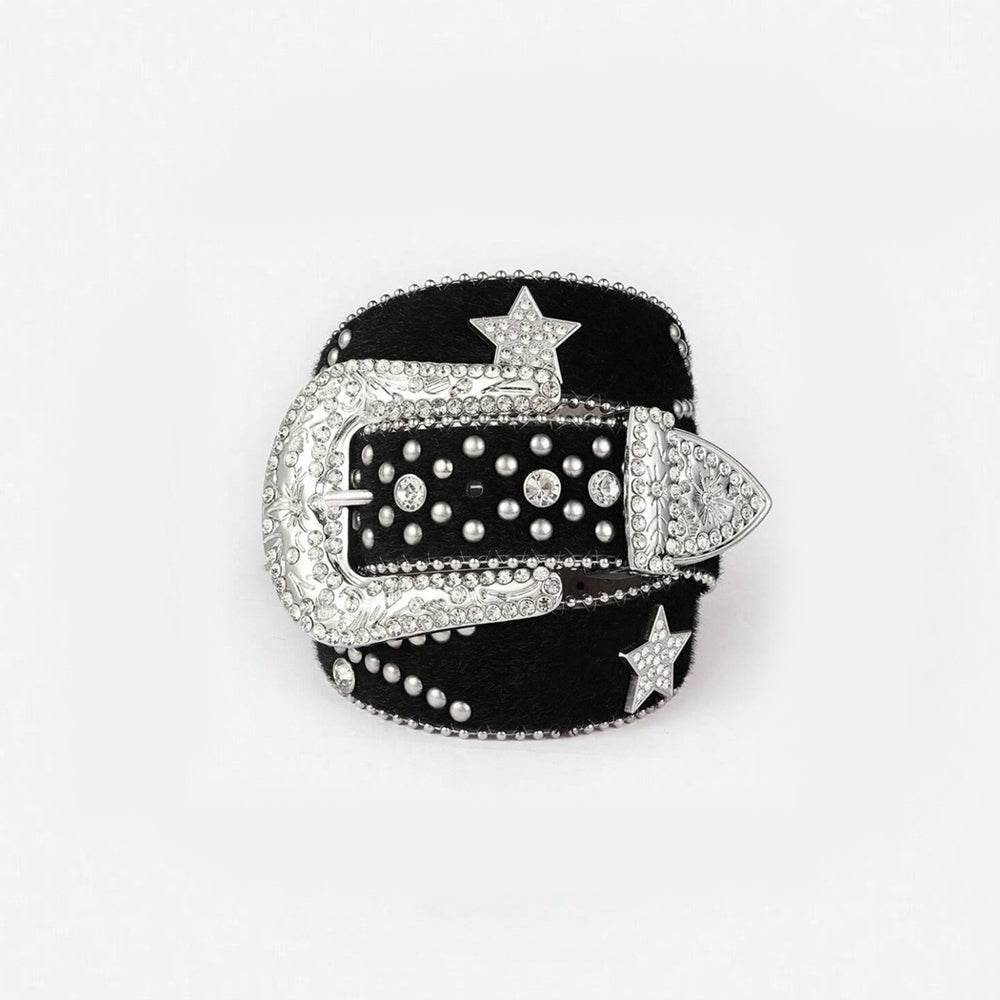 PU Leather Inlaid Rhinestone Belt - Hovatok