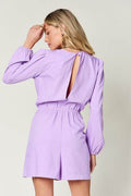 Double Take Full Size Drawstring Long Sleeve Romper - Hovatok