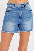 RISEN Front Slit Raw Hem Denim Shorts - Hovatok