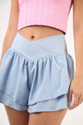 VERY J V-Shaped High Waist Layered Active Shorts - Hovatok