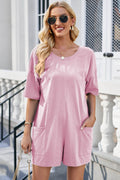 Lovelet Backless Round Neck Half Sleeve Romper - Hovatok