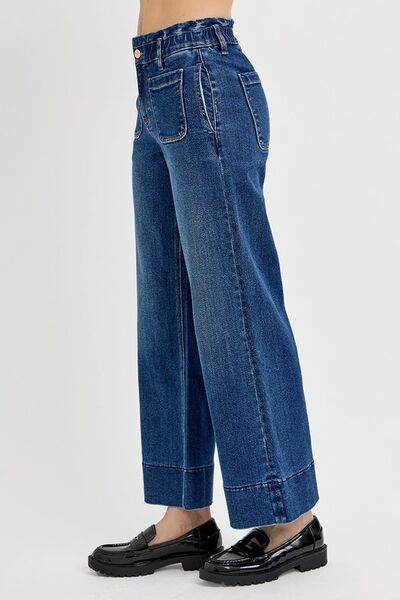RISEN Elastic Band Wide Leg Jeans - Hovatok