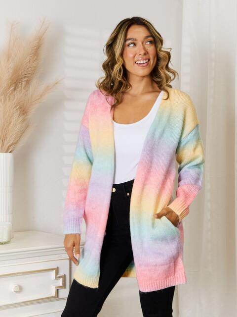 Angel Wings Full Size Gradient Open Front Cardigan - Hovatok