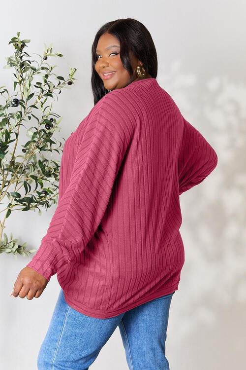Basic Bae Full Size Ribbed Cocoon Cardigan - Hovatok