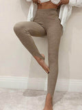 Ribbed Mid Waist Leggings - Hovatok
