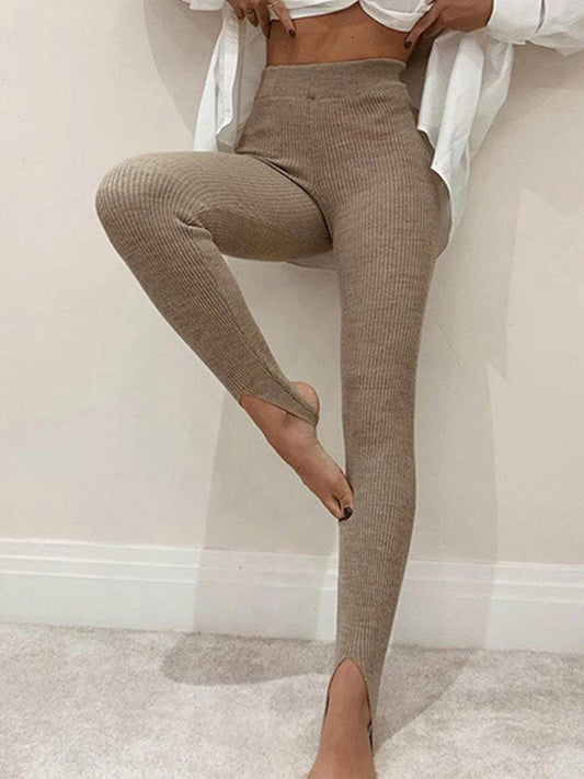 Ribbed Mid Waist Leggings - Hovatok