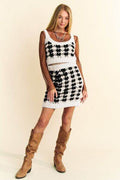 Davi & Dani Scoop Neck Wide Strap Top and Skirt Sweater Set - Hovatok