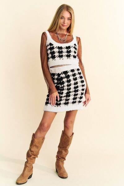 Davi & Dani Scoop Neck Wide Strap Top and Skirt Sweater Set - Hovatok