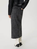 Slit Midi Denim Skirt with Pockets - Hovatok