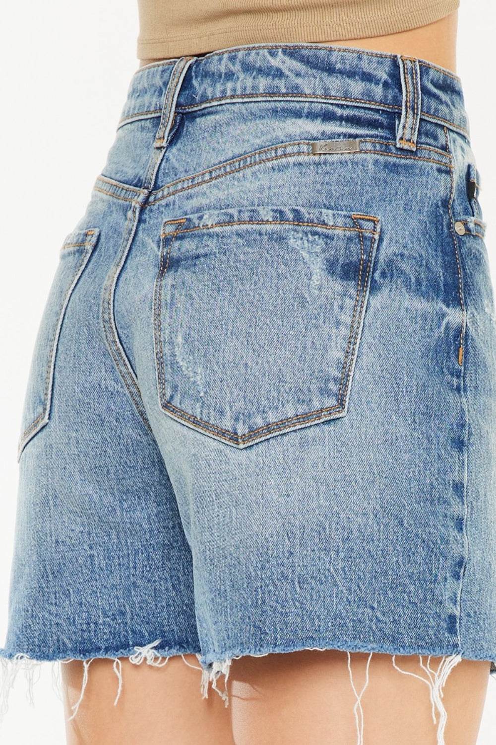 Kancan Full Size Raw Hem High Waist Denim Shorts - Hovatok