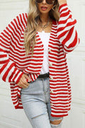 Angel Wings Striped Button Up Long Sleeve Cardigan - Hovatok
