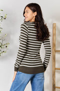 Zenana Full Size Striped Snap Down Cardigan - Hovatok