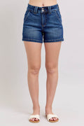 Judy Blue Full Size Double Button Waistband Denim Shorts Plus Size - Hovatok