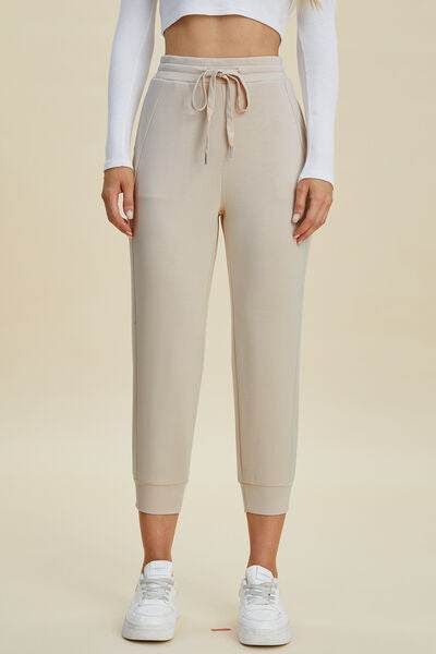 Basic Bae Full Size Air Scuba Drawstring High Waist Cropped Pants - Hovatok