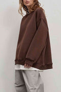 Oversize Round Neck Dropped Shoulder Sweatshirt - Hovatok