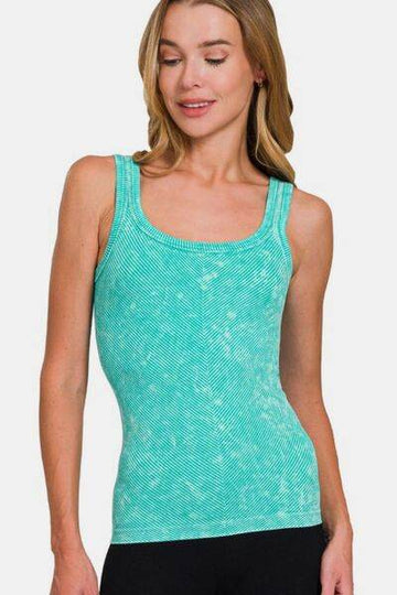 Zenana Ribbed Scoop Neck Tank - Hovatok