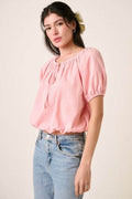 Mittoshop Linen Two-Way Short Sleeve Crop Blouse - Hovatok