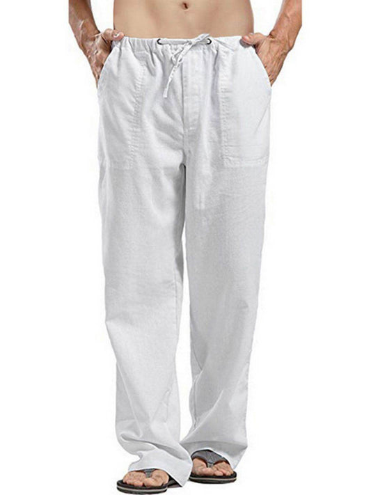 Men's Full Size Drawsting Straight Leg Pants Plus Size - Hovatok