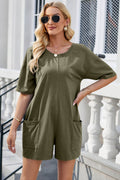 Lovelet Backless Round Neck Half Sleeve Romper - Hovatok