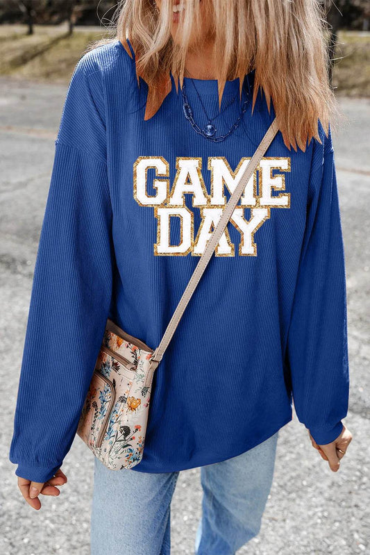 GAME DAY Round Neck Long Sleeve Sweatshirt - Hovatok