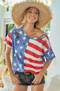 BiBi American Flag Theme Short Sleeve T-Shirt - Hovatok