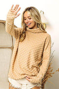 BiBi Checkered Round Neck Thumbhole Long Sleeve Top - Hovatok