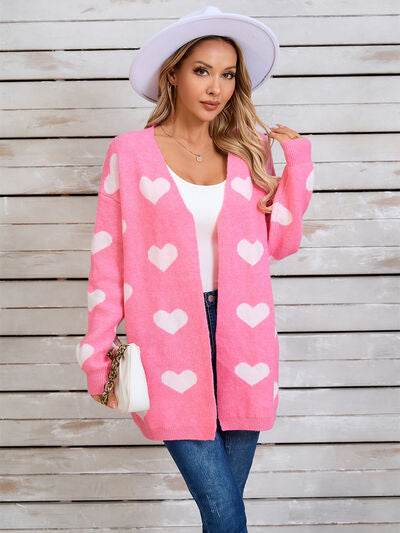 Angel Wings Heart Open Front Long Sleeve Cardigan - Hovatok