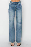 RISEN Full Size High Waist Distressed Wide Leg Jeans - Hovatok