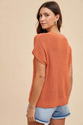 Annie Wear Round Neck Short Sleeve Sweater - Hovatok