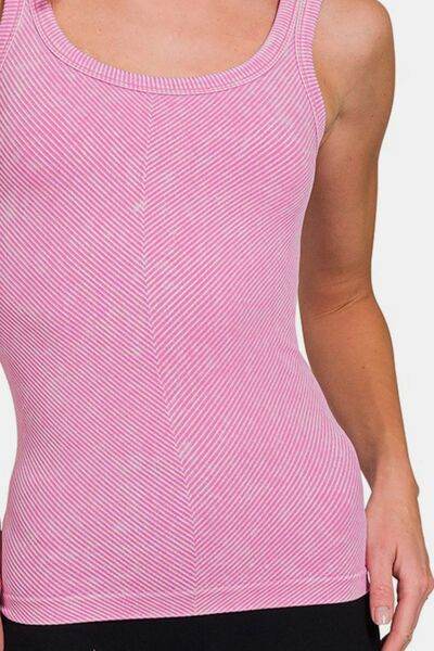 Zenana Ribbed Scoop Neck Tank - Hovatok