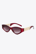 Chain Detail Temple Cat Eye Sunglasses - Hovatok