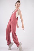 VERY J Plunge Sleeveless Jumpsuit with Pockets - Hovatok