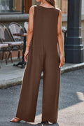Full Size V-Neck Wide Strap Jumpsuit - Hovatok