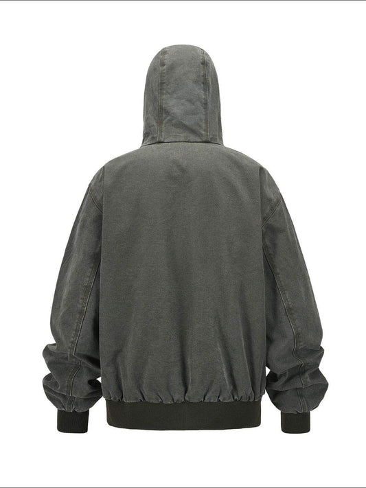 Men's Zip Up Washed Hooded Jacket - Hovatok